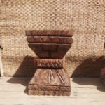 15" Wooden Stool with Great Carving Details