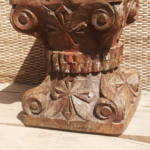 Wooden Table- Carved Vintage Stool - Image 3