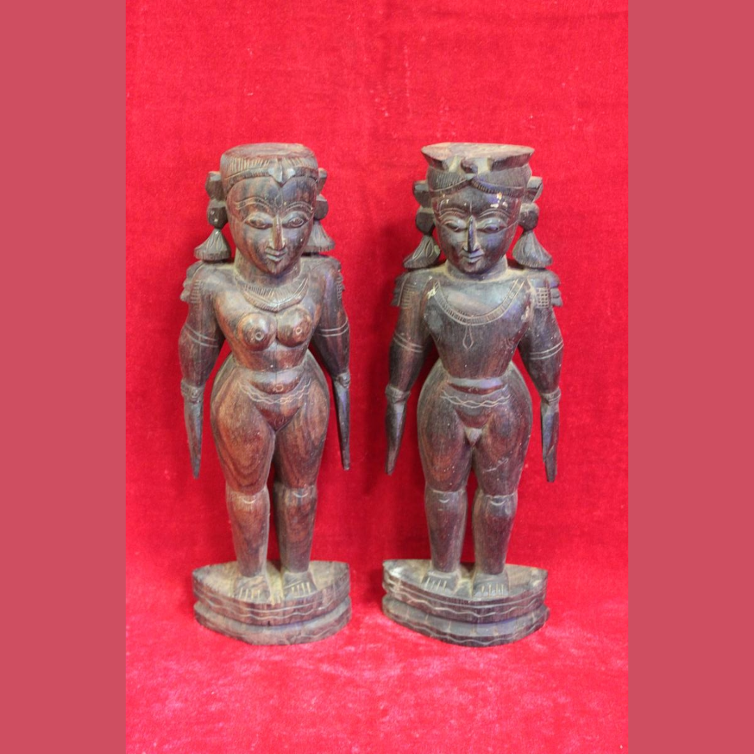 Untitled-2025-07-12T172054.327.png Wooden Male Female Figure 1900s Old Vintage Antique Collectible - Image 1