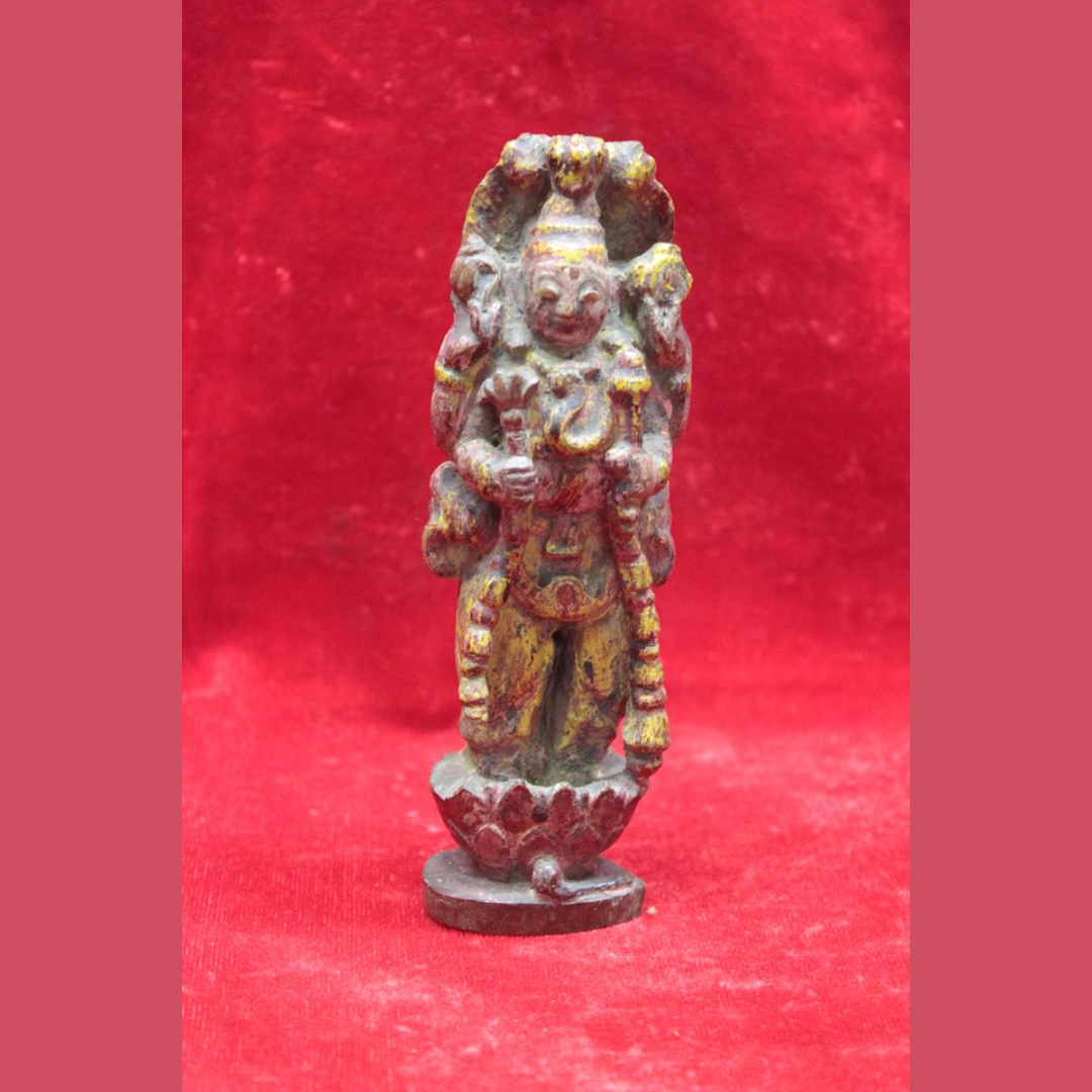 Untitled-2025-07-12T172143.781.png Wooden Vishnu Figure 1900s Old Vintage Antique Home Decor Collectible - Image 1