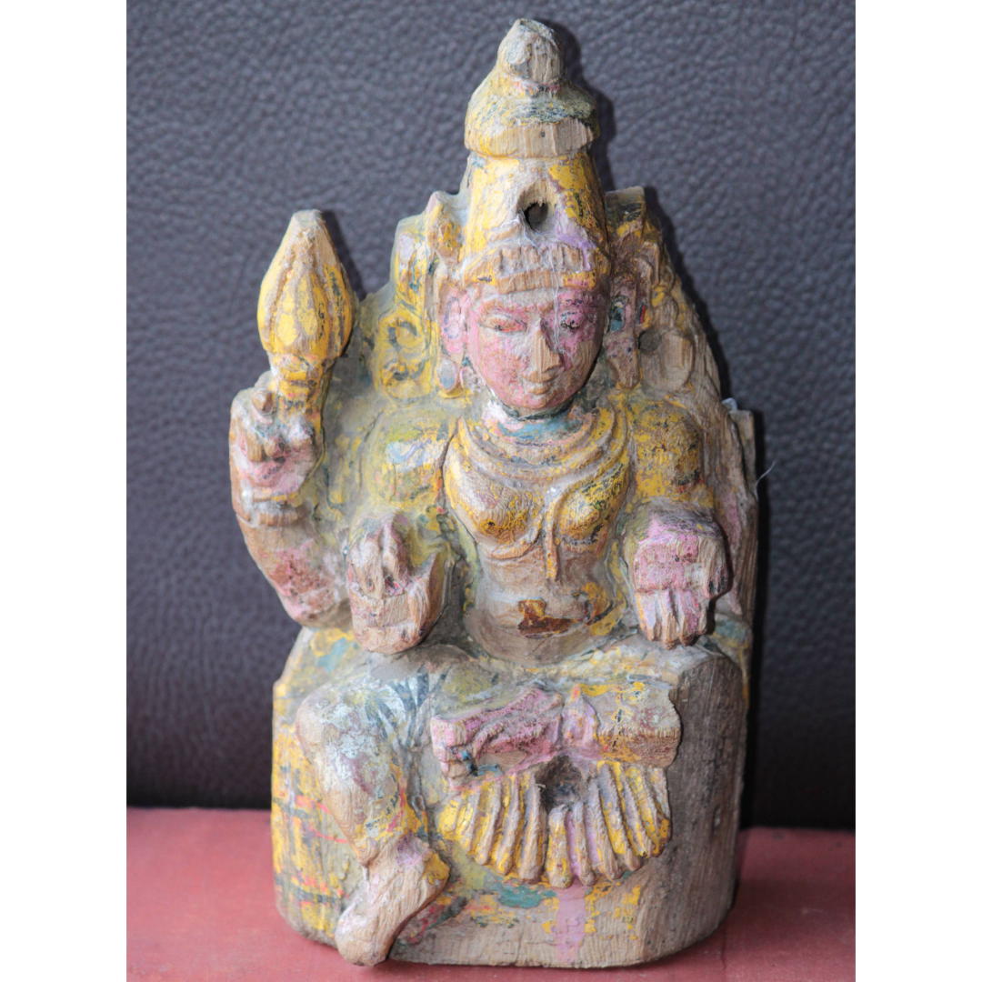 Untitled-2025-07-22T172546.013.png Wooden Panel Laxmi 1900s Old Vintage Antique Rare Home Decor Collectible - Image 1