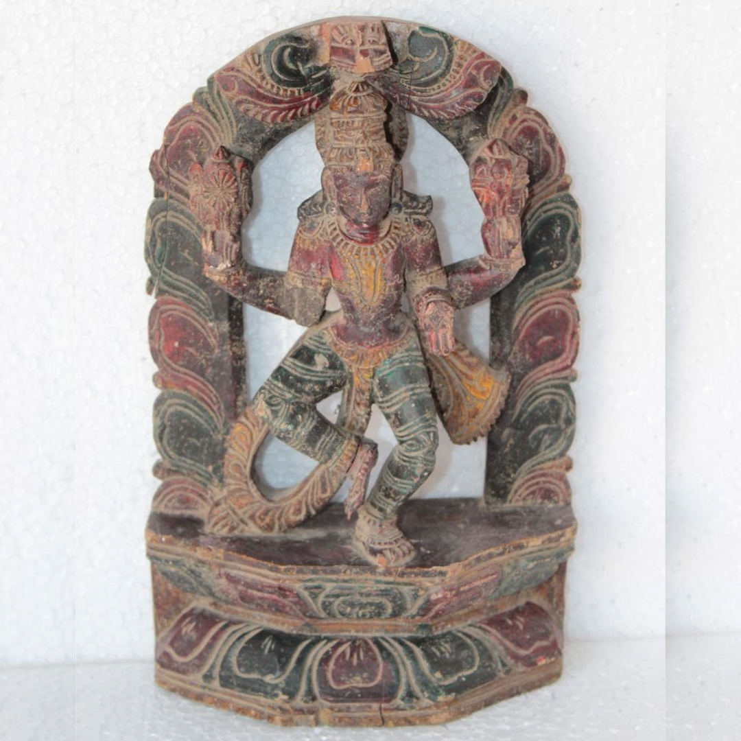 Untitled-2025-07-24T161248.920.png Wooden Panel Carved Dancing Shiva Old Vintage Indian Antique Collectible - Image 1