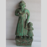 Hand Carved Vintage Wooden Woman Figure with Child Rustic Home Table Decor