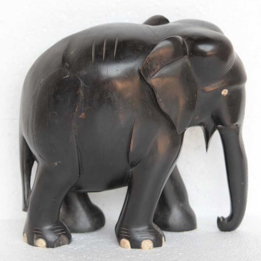 Untitled-2025-08-11T154717.908.png Elephant Figure Antique Rare Old Wooden Hand Carved Abniwood Home Decor - Image 1