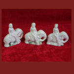 Antique Porcelain Elephant Trio – Old-Fashioned Toy Figures / Halloween Gift Idea