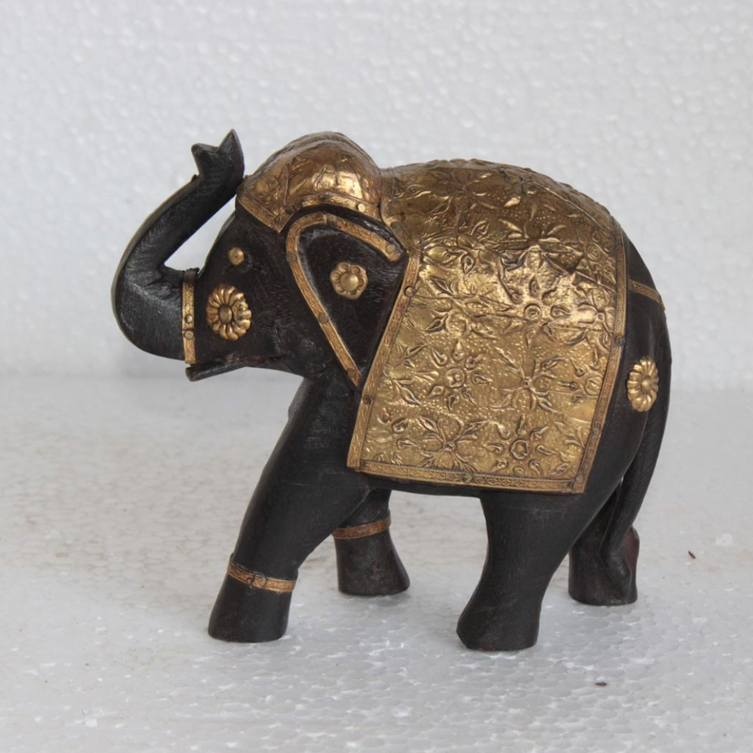 Untitled-3-31.png Wooden Elephant Statue with Brass Hand Work - Image 1