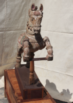 Hand Carved Teak Wood Rear Up Horse Sculpture Home Decorative Garden Decor - Image 4