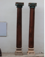 7.5 feet Teak Wood Antique Columns | Pair of Indian Pillars – Your Home Furniture Store