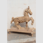 Hand Carved Teak Wood Rear Up Horse Figurine Home Decorative Garden Decor orientalhub (589)