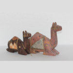 2 Pc Camel Figure New Wooden Brass Fitted Halloween Gifts Collectible