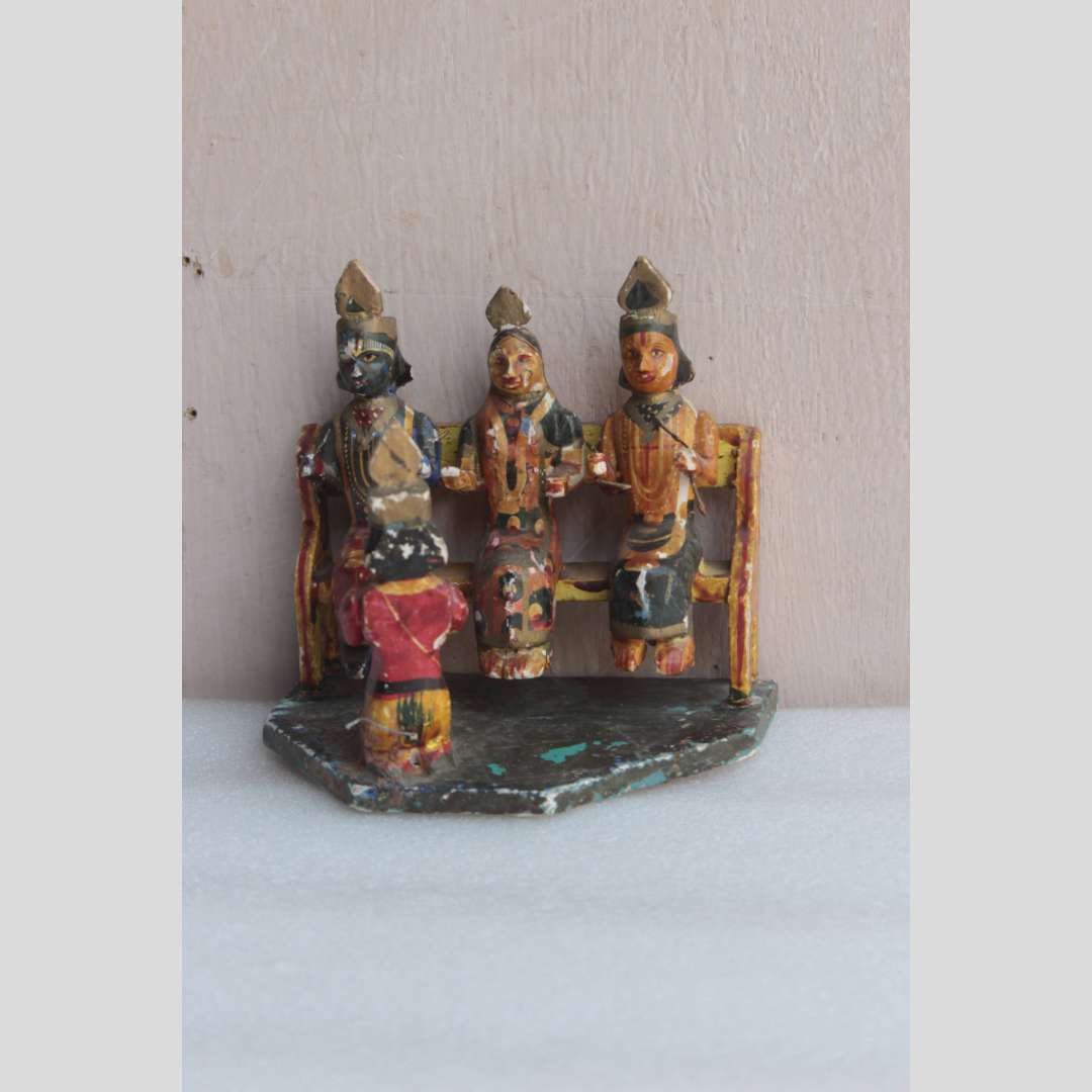 Untitled-66.png Old Handmade Wooden Ram Darbar Figurines Rustic Temple Decor Collectible - Image 1