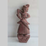 Hand Carved Wooden Figure of Warrior with Sword Vintage Rustic Home Decor