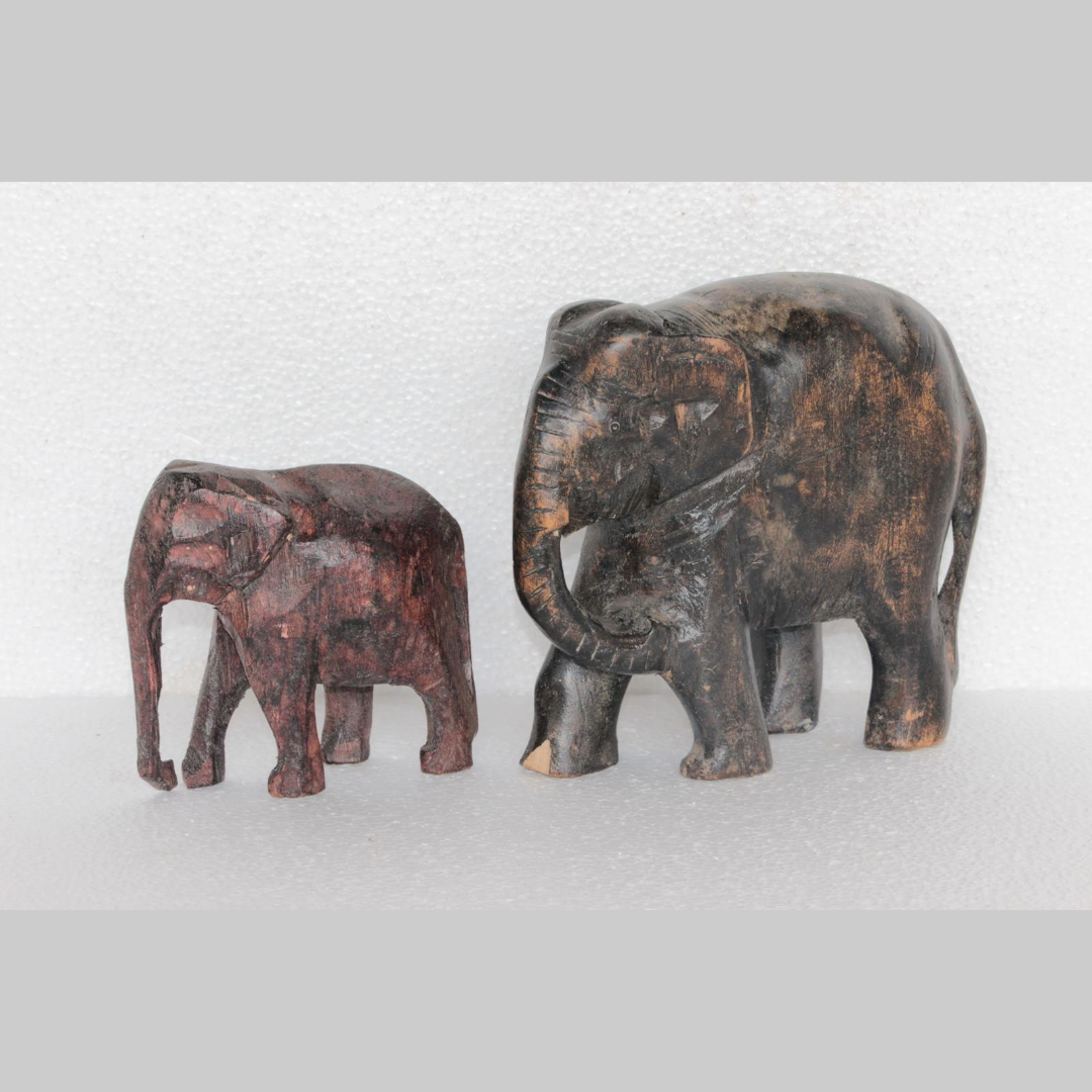 Untitled-70.png Wooden Statue Figure Vintage Style New Elephant Pair Home Decor - Image 1