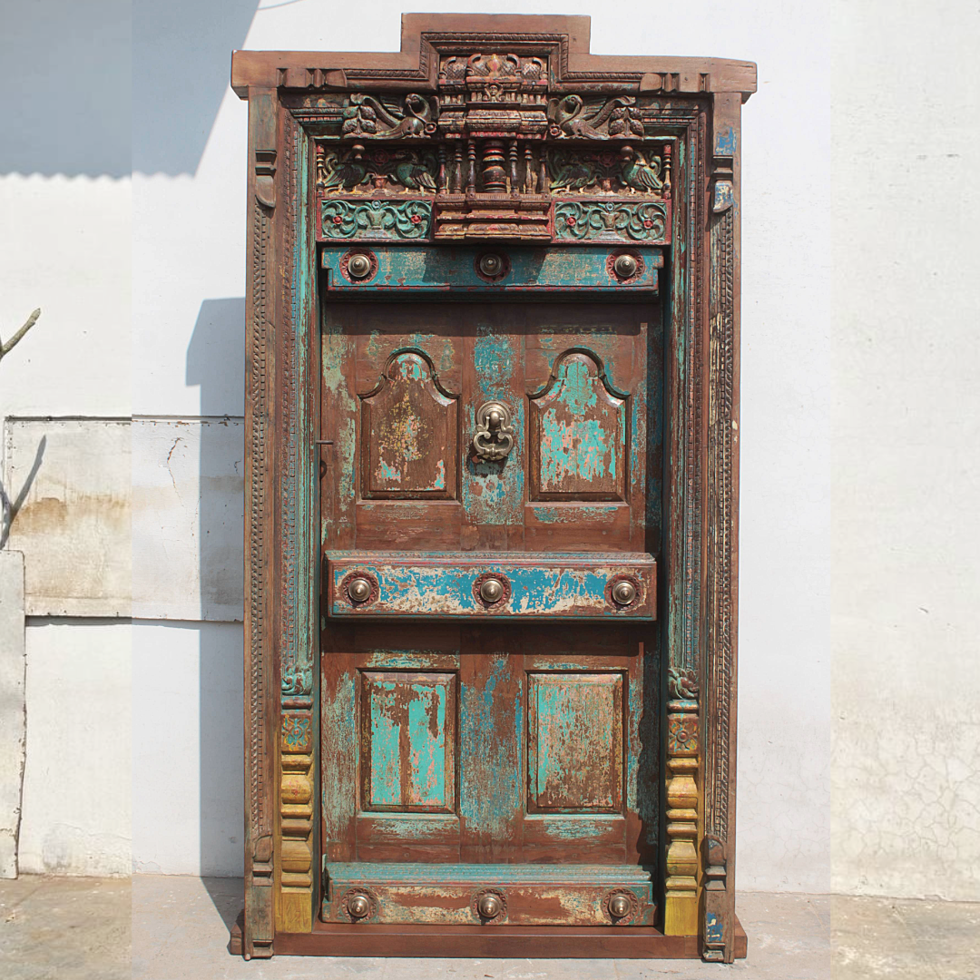 Untitled-93-1.png 8.3 feet Large Traditional South Indian Chettinad Door - Image 1