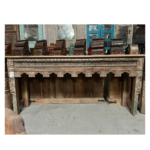 Wooden Carved Console Table | Distrssed Rustic Farmhouse Entryway Hall Table