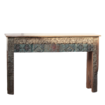 Wooden Console Table | 55" Distressed Carved Side Table