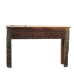 Wooden Console Table | 47″ long Distressed Carved Side Table