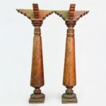 8 feet Large Wooden Chettinad Pillars, Antique Columns