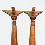 8 feet Large Wooden Chettinad Pillars, Antique Columns - Image 2