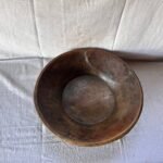 Antique Wooden Round Dough Kneading Bowl Parat Original Old Handmade