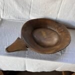 Antique Wooden Round Dough Kneading Bowl Parat Original Old Handmade