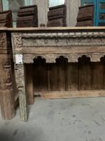 Wooden Carved Console Table | Distrssed Rustic Farmhouse Entryway Hall Table - Image 7