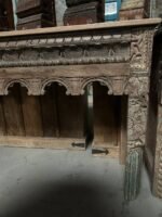 Wooden Carved Console Table | Distrssed Rustic Farmhouse Entryway Hall Table - Image 6