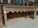 Wooden Carved Console Table | Distrssed Rustic Farmhouse Entryway Hall Table - Image 3