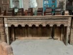 Wooden Carved Console Table | Distrssed Rustic Farmhouse Entryway Hall Table - Image 2