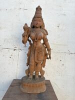 2.4 Ft Teak Wood Standing Uma (Parvati) Sculpture – Divine Tribhanga Masterpiece Holding Lotus for Grace, Harmony & Prosperity - Image 7
