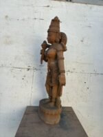 2.4 Ft Teak Wood Standing Uma (Parvati) Sculpture – Divine Tribhanga Masterpiece Holding Lotus for Grace, Harmony & Prosperity - Image 6