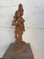 2.4 Ft Teak Wood Standing Uma (Parvati) Sculpture – Divine Tribhanga Masterpiece Holding Lotus for Grace, Harmony & Prosperity - Image 5
