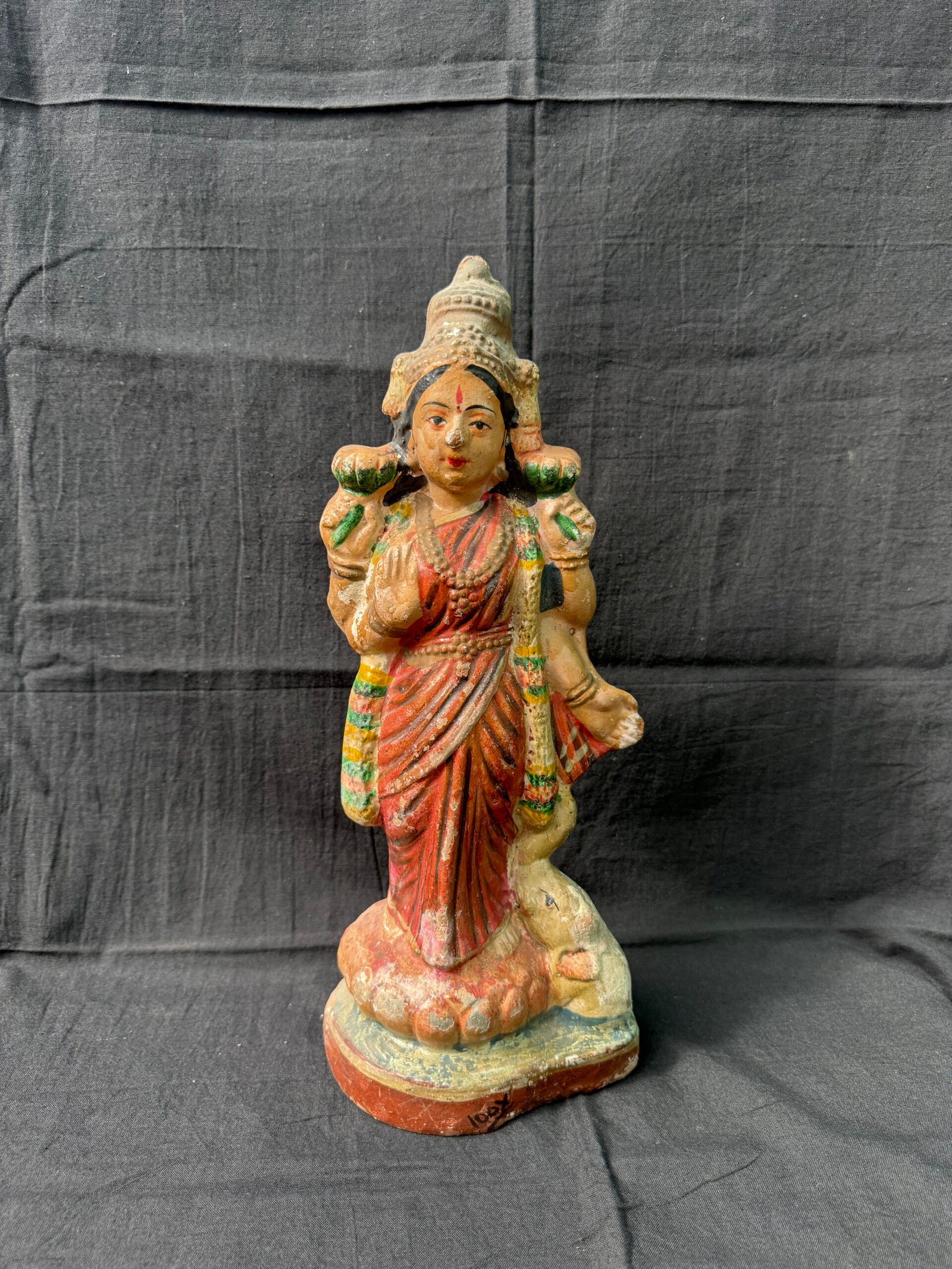 IMG_4657 15 Inch Goddess Lakshmi Terracotta Idol – Auspicious Handmade Clay Golu Doll for Prosperity & Wealth - Image 1