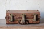 Antique British 1920s Metal Traveling Trunks for Export with Brass Hardware - Image 2