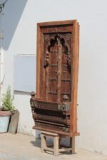 5.3 Ft Teak Wood Antique Jharokha Window – Hand-Carved Vintage Wooden Wall Décor - Image 6