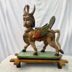 2.1 ft Wooden Kamadhenu Sculpture – Divine Cow of Abundance and Prosperity