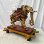 1.5 Ft Large Hand-Carved Wooden Elephant Figure – Decorative Wooden Statue
