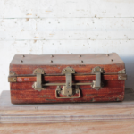 Antique British 1920s Metal Traveling Trunks for Export with Brass Hardware by T. Wilkes & Sons