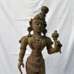Divine 2.3 Feet Antique Meenakshi Amman Temple Sculpture - Image 2