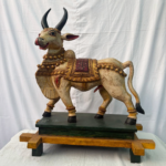 2.6 Feet Large Wooden Nandi Sculpture – Hand-Carved Divine Vahana