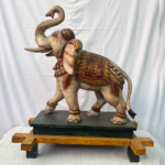 2.5 Ft Large Hand-Carved Wooden Elephant Figure – Big Decorative Wooden Statue for Home & Office - Image 2
