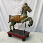1.8 Ft Hand Carved Teak Wood Jumping Horse Figurine – Majestic Luxury Home & Garden Décor
