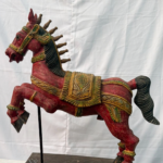 1.8 Ft Hand Carved Teak Wood Jumping Horse Figurine – Majestic Luxury Home & Garden Décor - Image 2