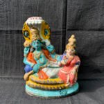 Divine Harmony 8 Inch Vishnu & Lakshmi Reclining on Sheshnaag – Artisan Terracotta Golu Doll for Prosperity & Eternal Blessings