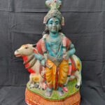 Elegant Krishna with Two Cows Terracotta Idol (19 Inch) – Traditional Golu Doll for Divine Ambience