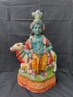 Elegant Krishna with Two Cows Terracotta Idol (19 Inch) – Traditional Golu Doll for Divine Ambience