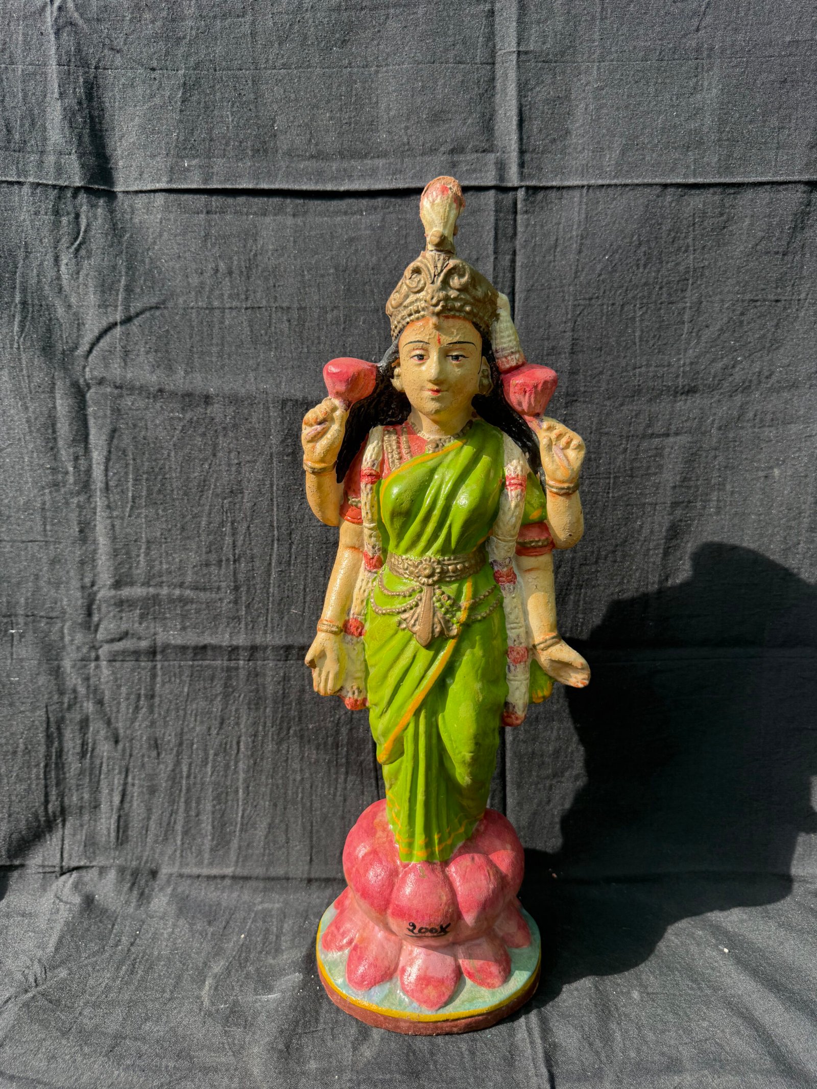 IMG_4705 Elegant 17-Inch Lakshmi Terracotta Idol – Beautiful Handcrafted Clay Golu Doll for Festive Decor - Image 1