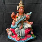 Divine 19-Inch Goddess Saraswati Terracotta Idol – Elegant Clay Golu Doll for Spiritual Decor