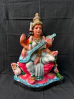 Divine 19-Inch Goddess Saraswati Terracotta Idol – Elegant Clay Golu Doll for Spiritual Decor