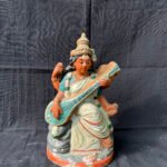 Elegant 10-Inch Goddess Saraswati Terracotta Statue – Handcrafted Clay Golu Doll for Educational, Spiritual & Festive Decor